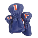 Maxbell 3Pcs PU Wood Golf Head Covers Men Women Universal Golf Club Head Covers Blue Orange