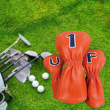 Maxbell 3Pcs PU Wood Golf Head Covers Men Women Universal Golf Club Head Covers Blue Orange