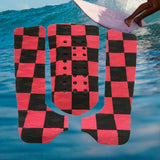 Maxbell 3x Deck Grip Mat Surfing Padding Anti Slip Premium for Funboard Beginner Black Red