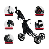 Maxbell Portable Folding Golf Pull Carts 4 Wheel Caddy Cart Walking Push Cart Roller