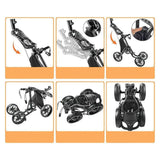 Maxbell Portable Folding Golf Pull Carts 4 Wheel Caddy Cart Walking Push Cart Roller