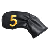 Maxbell Leather Golf Irons Head Covers Embroidery Number, Golf Head Protector Guard Black