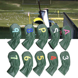 Maxbell Leather Golf Irons Head Covers Embroidery Number, Golf Head Protector Guard Green