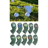 Maxbell Leather Golf Irons Head Covers Embroidery Number, Golf Head Protector Guard Green