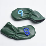 Maxbell Leather Golf Irons Head Covers Embroidery Number, Golf Head Protector Guard Green