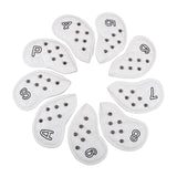 Maxbell 9Pcs Rivet Golf Club Iron Headcover Set Head Protector Guard White