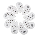 Maxbell 9Pcs Rivet Golf Club Iron Headcover Set Head Protector Guard White