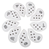 Maxbell 9Pcs Rivet Golf Club Iron Headcover Set Head Protector Guard White