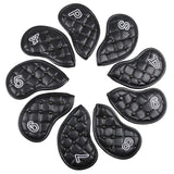 Maxbell 9Pcs Rivet Golf Club Iron Headcover Set Head Protector Guard Black