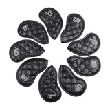 Maxbell 9Pcs Rivet Golf Club Iron Headcover Set Head Protector Guard Black