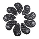 Maxbell 9Pcs Rivet Golf Club Iron Headcover Set Head Protector Guard Black