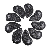 Maxbell 9Pcs Rivet Golf Club Iron Headcover Set Head Protector Guard Black