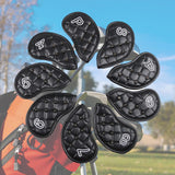 Maxbell 9Pcs Rivet Golf Club Iron Headcover Set Head Protector Guard Black