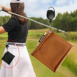 Maxbell PU Golf Ball Cleaning Towels Golf Club Head Wiping Cloth for Exercise Sports Brown