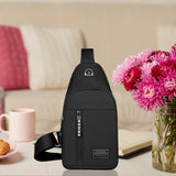 Maxbell Fashion Mens Chest Bag Lightweight Outdoor Sports Waterproof Shoulder Bag Black