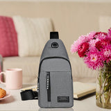 Maxbell Fashion Mens Chest Bag Lightweight Outdoor Sports Waterproof Shoulder Bag Gray