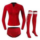 Maxbell Womens Wetsuit Diving Suit Thermal Stockings Front Zipper for Swimming M Size Red