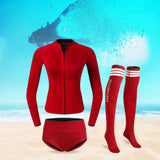 Maxbell Womens Wetsuit Diving Suit Thermal Stockings Front Zipper for Swimming M Size Red