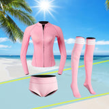 Maxbell Womens Wetsuit Diving Suit Thermal Stockings Front Zipper for Swimming S Size Pink