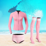 Maxbell Womens Wetsuit Diving Suit Thermal Stockings Front Zipper for Swimming S Size Pink