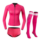 Maxbell Womens Wetsuit Diving Suit Thermal Stockings Front Zipper for Swimming L Size Rose Red