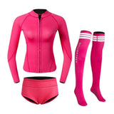 Maxbell Womens Wetsuit Diving Suit Thermal Stockings Front Zipper for Swimming L Size Rose Red