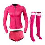 Maxbell Womens Wetsuit Diving Suit Thermal Stockings Front Zipper for Swimming L Size Rose Red