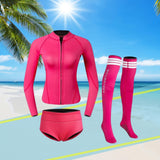 Maxbell Womens Wetsuit Diving Suit Thermal Stockings Front Zipper for Swimming L Size Rose Red