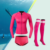 Maxbell Womens Wetsuit Diving Suit Thermal Stockings Front Zipper for Swimming L Size Rose Red