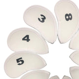 Maxbell 10 Pieces Golf Club Iron Headcover Set Protection Guard Guard Protective White