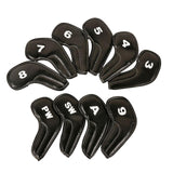 Maxbell 10Pcs PU Golf Iron Covers Set Golf Club Head Cover Training Equipment Sticky