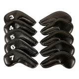 Maxbell 10Pcs PU Golf Iron Covers Set Golf Club Head Cover Training Equipment Sticky