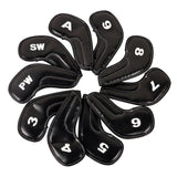 Maxbell 10Pcs PU Golf Iron Covers Set Golf Club Head Cover Training Equipment Sticky