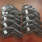 Maxbell 10Pcs PU Golf Iron Covers Set Golf Club Head Cover Training Equipment Sticky