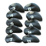 Maxbell 10 Pieces Golf Club Covers for Irons with Large Number Neoprene Headcovers Black