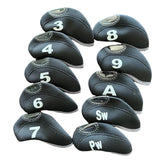 Maxbell 10 Pieces Golf Club Covers for Irons with Large Number Neoprene Headcovers Black