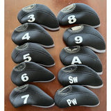 Maxbell 10 Pieces Golf Club Covers for Irons with Large Number Neoprene Headcovers Black