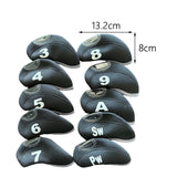 Maxbell 10 Pieces Golf Club Covers for Irons with Large Number Neoprene Headcovers Black