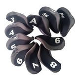 Maxbell 10 Pieces Golf Club Covers for Irons with Large Number Neoprene Headcovers Black Gray