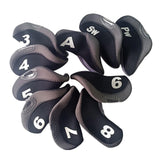 Maxbell 10 Pieces Golf Club Covers for Irons with Large Number Neoprene Headcovers Black Gray