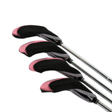 Maxbell 10Pcs Golf Irons Head Cover Set with Transparent View Windows Replacement black and pink