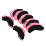 Maxbell 10Pcs Golf Irons Head Cover Set with Transparent View Windows Replacement black and pink