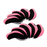 Maxbell 10Pcs Golf Irons Head Cover Set with Transparent View Windows Replacement black and pink