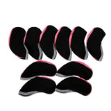 Maxbell 10Pcs Golf Irons Head Cover Set with Transparent View Windows Replacement black and pink