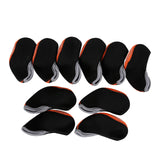 Maxbell 10Pcs Golf Irons Head Cover Set with Transparent View Windows Replacement black and orange