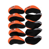 Maxbell 10Pcs Golf Irons Head Cover Set with Transparent View Windows Replacement black and orange