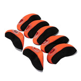 Maxbell 10Pcs Golf Irons Head Cover Set with Transparent View Windows Replacement black and orange