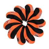 Maxbell 10Pcs Golf Irons Head Cover Set with Transparent View Windows Replacement black and orange