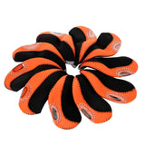 Maxbell 10Pcs Golf Irons Head Cover Set with Transparent View Windows Replacement black and orange