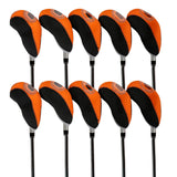 Maxbell 10Pcs Golf Irons Head Cover Set with Transparent View Windows Replacement black and orange